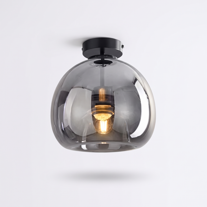 Smoked Glass Semi Flush Ceiling Light on a white background