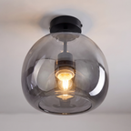 Smoked Glass Semi Flush Ceiling Light close-up of the smoky glass