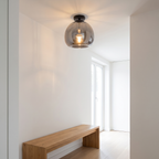 Smoked Glass Semi Flush Ceiling Light in an entry hallway