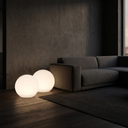 LED glow ball lights as accent lights in a living room