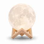 3D Moon Lamp switched on, on a white background