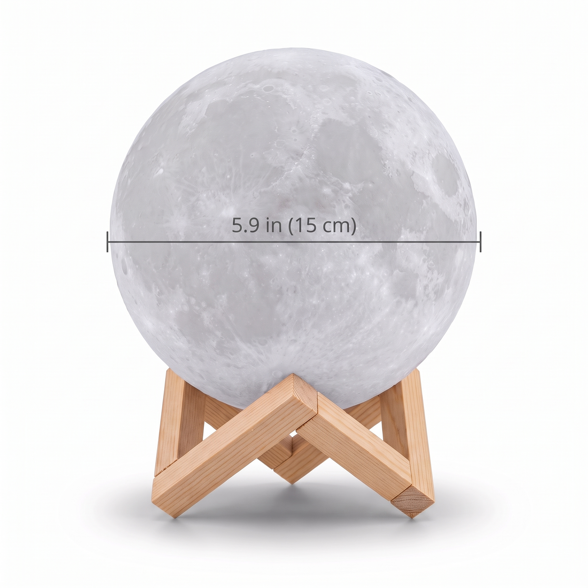 3D Moon Lamp size guide, 5.9 in (15 cm) diameter