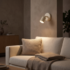 Modern Cream Wall Reading Light above a linen sofa in a cozy living room