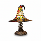 Stained Glass Witch Hat Lamp on white background