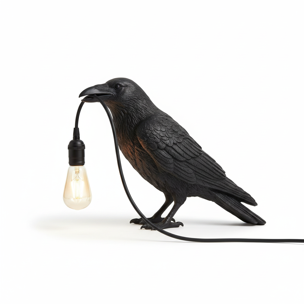 Halloween Raven Table Lamp on white background