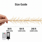 Firecracker Fairy String Lights size guide with lengths and LED counts