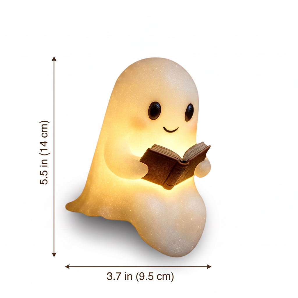 Ghost Reading Night Light size guide with dimensions