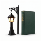 Halloween Bookshelf Lantern, Set of 2 size reference next to a book
