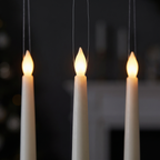 Floating LED Candles with Wand, Set of 12 close-up of the flickering LED flames