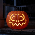 Light-Up Jack-O-Lantern Pumpkin close-up of the glowing carved face
