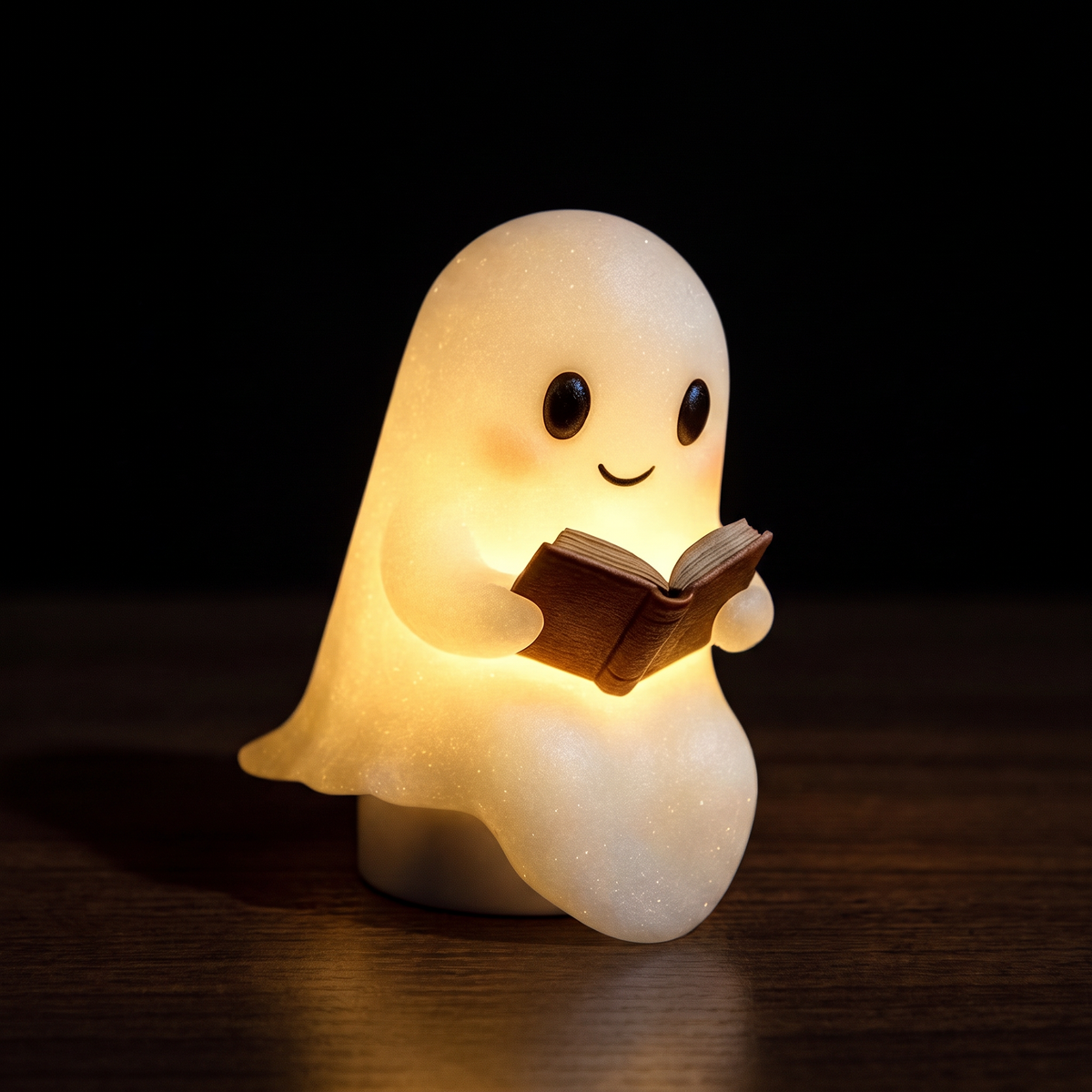 Ghost Reading Night Light close-up in a dark room
