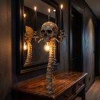 Gothic Skull Candelabra Lamp on a hallway console table