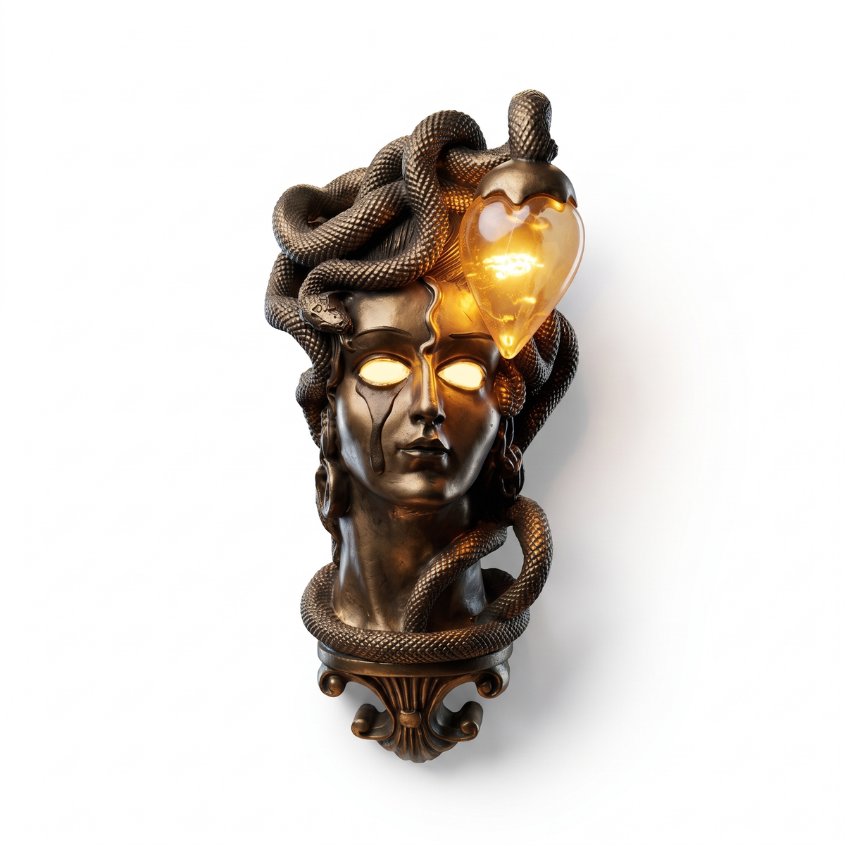Medusa Wall Lamp, Gold on white background