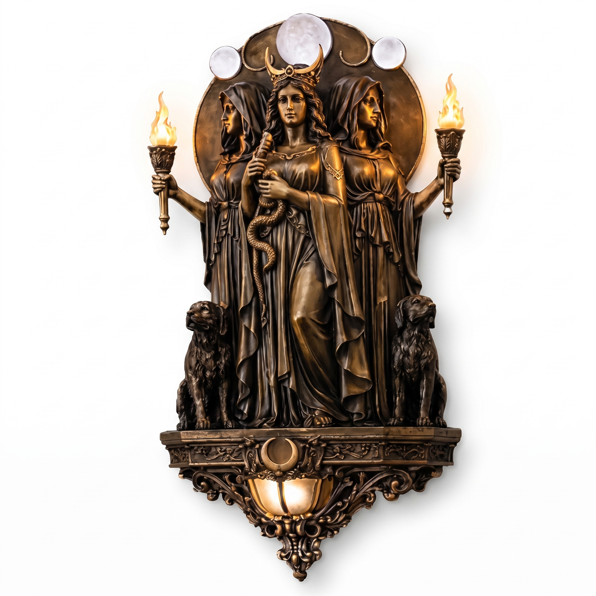 Hecate Triple Goddess Wall Sconce on white background