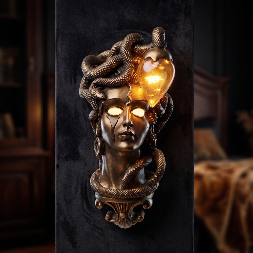 Medusa Wall Lamp, Gold close-up detail