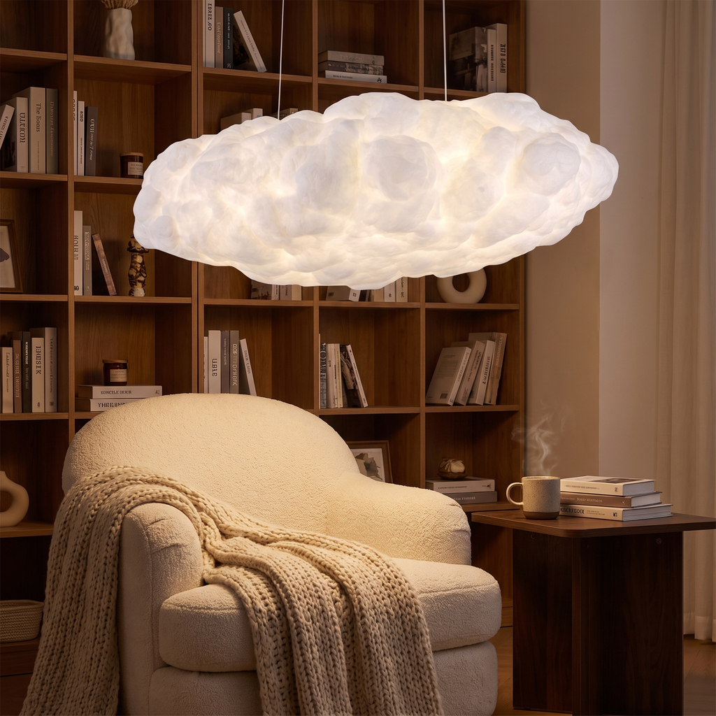 Cotton Cloud Pendant Light over a reading corner