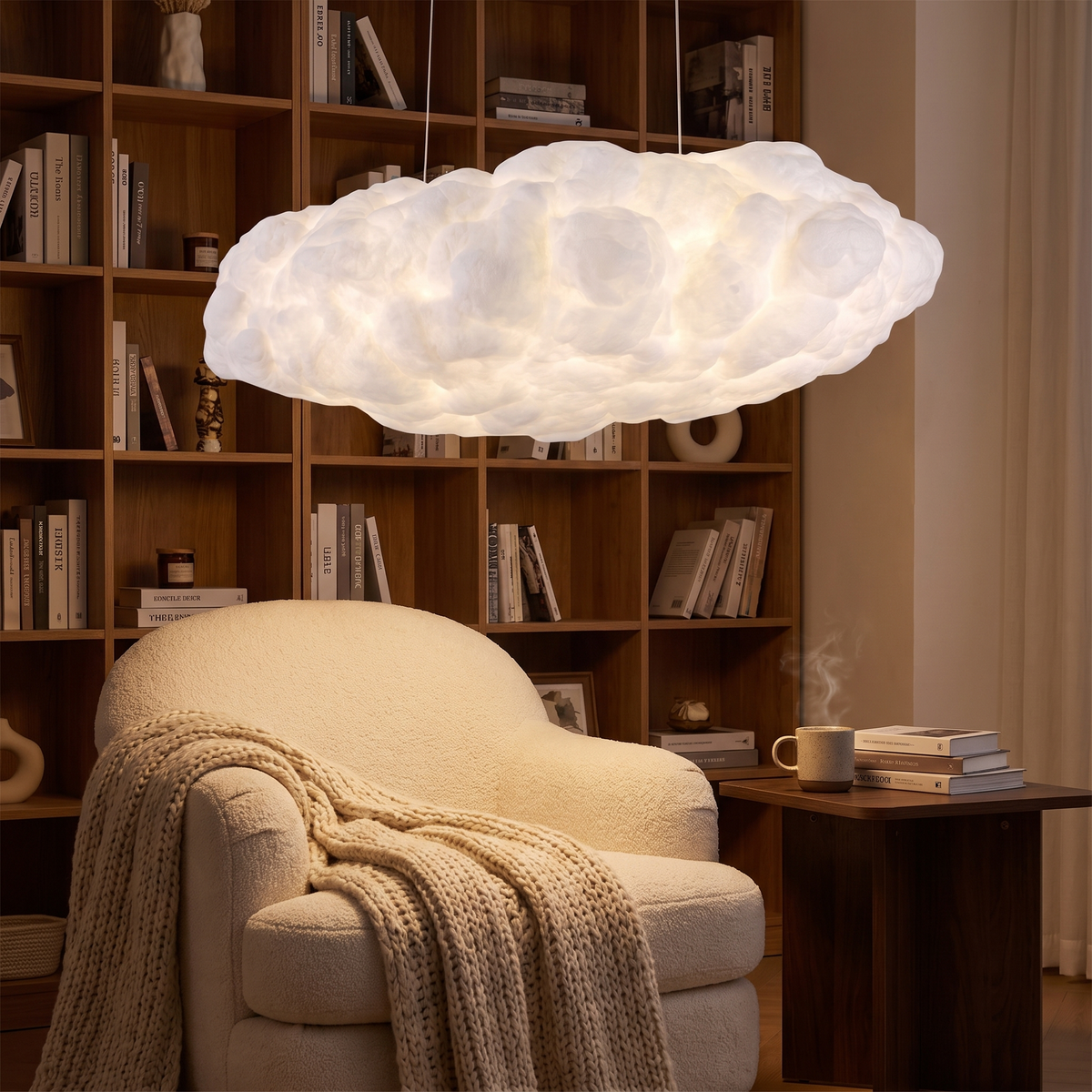 Cotton Cloud Pendant Light over a reading corner