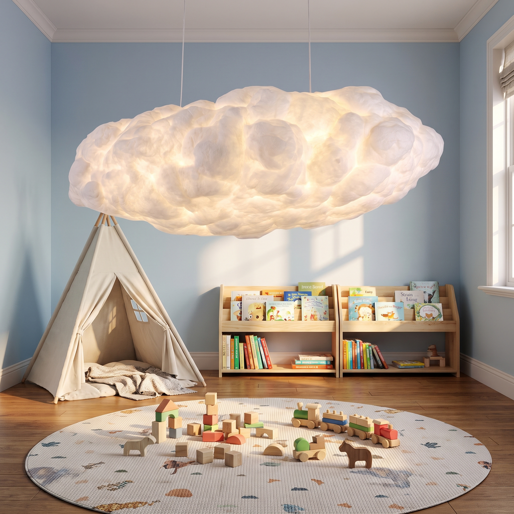 Cotton Cloud Pendant Light in a kids playroom