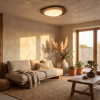 Flush mount ceiling light - Walnut Pebble Flush Mount Ceiling Light in a Japandi living room