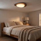 Flush mount ceiling light - Walnut Pebble Flush Mount Ceiling Light in a modern bedroom