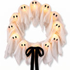 Halloween wreath - Light-Up Ghost Halloween Wreath on white background