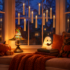 Witchy Night-In Halloween Bundle in a bay window at dusk