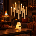 Halloween decorations indoor - Witchy Night-In Halloween Bundle: floating candles, witch hat lamp and ghost night light in a living room