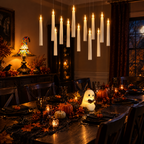 Witchy Night-In Halloween Bundle with floating candles over a Halloween dinner table