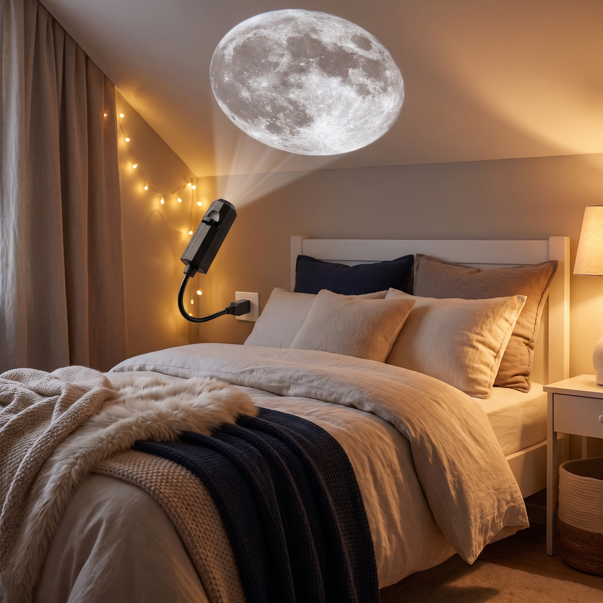 Moon projector - Moon and Planet Projector Light above a kids bed