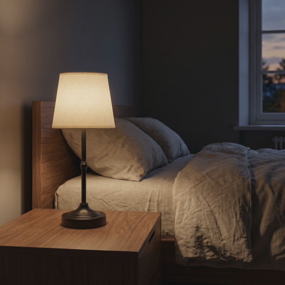 Dimmable Cordless Table Lamp glowing on a bedside table (short video)
