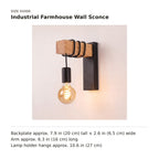 Industrial Farmhouse Wall Sconce size guide with dimensions