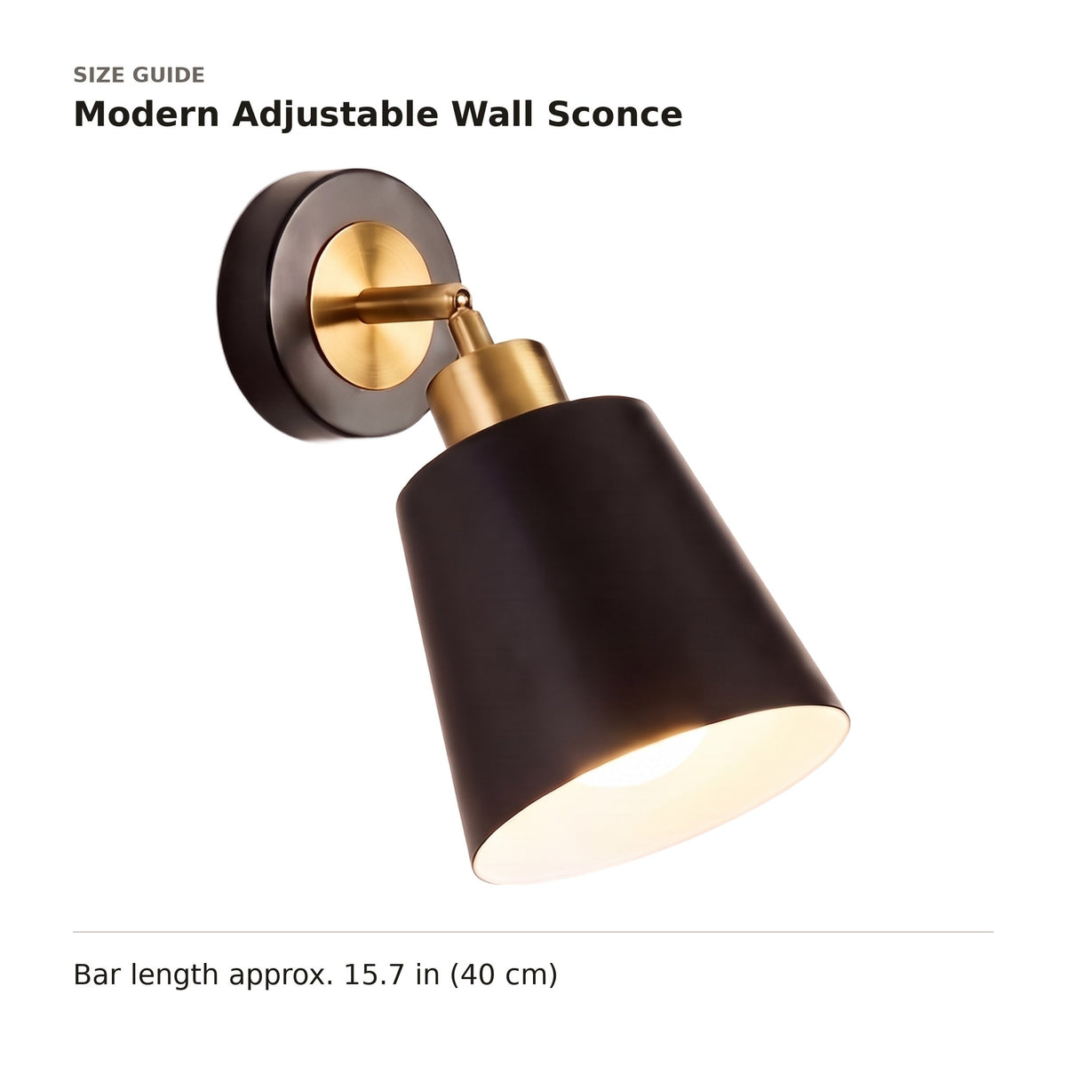 Modern Adjustable Wall Sconce size guide with dimensions