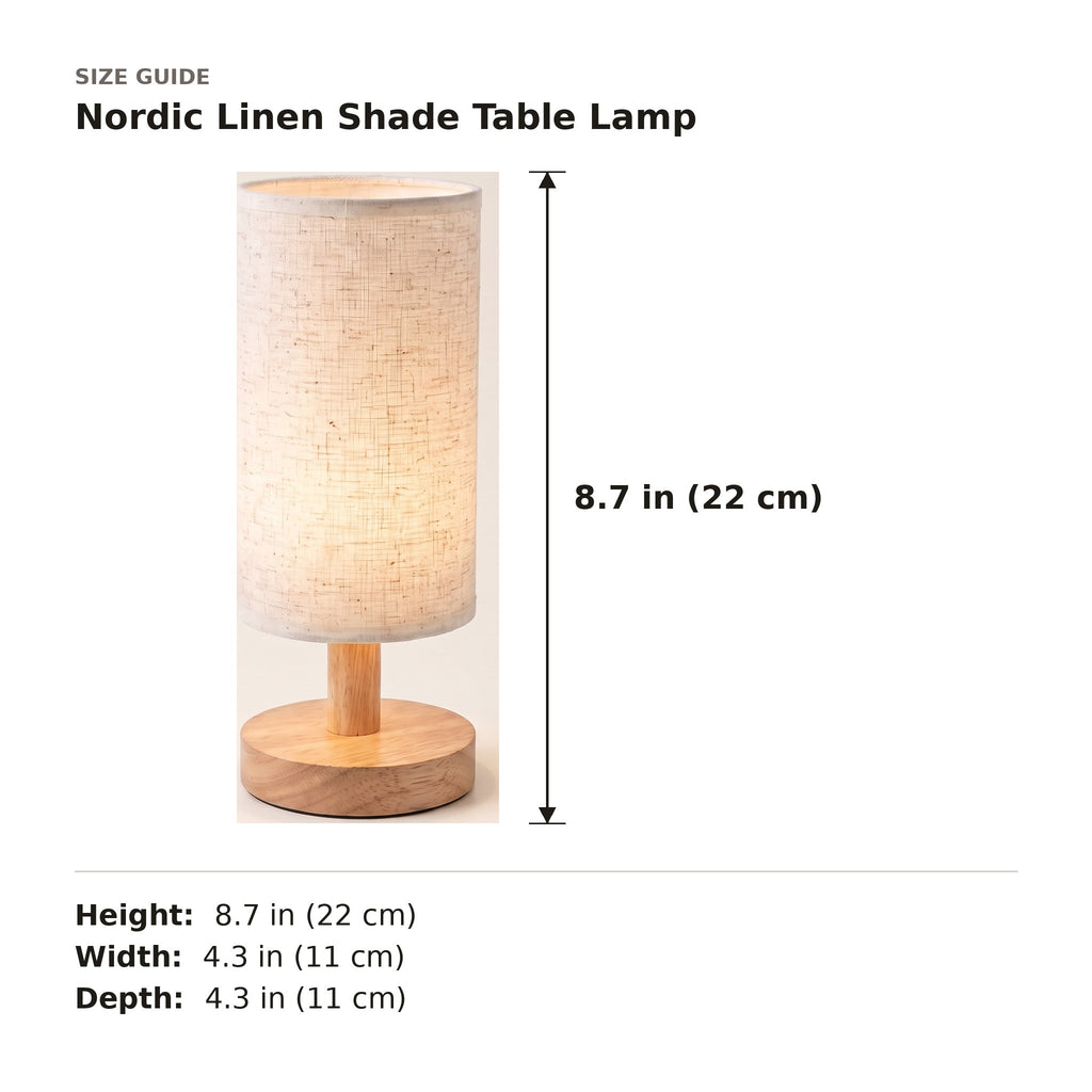 Nordic Linen Shade Table Lamp size guide with dimensions