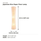 Japanese Rice Paper Floor Lamp size guide with dimensions