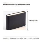 Modern Curved Up Down Wall Light size guide with dimensions