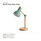Nordic Oak Desk Lamp size guide with dimensions
