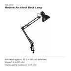 Modern Architect Desk Lamp size guide with dimensions