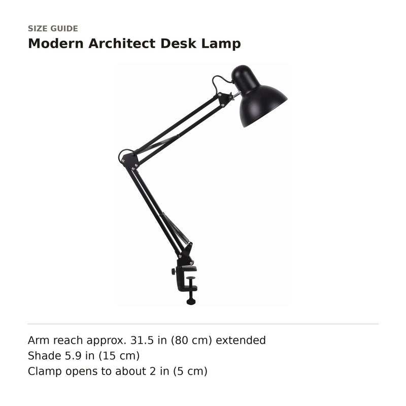 Modern Architect Desk Lamp size guide with dimensions