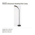 Modern Gooseneck Reading Floor Lamp size guide with dimensions