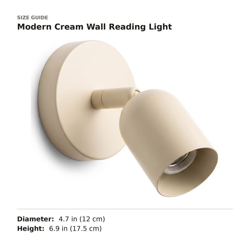 Modern Cream Wall Reading Light size guide with dimensions