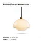 Modern Opal Glass Pendant Light size guide with dimensions