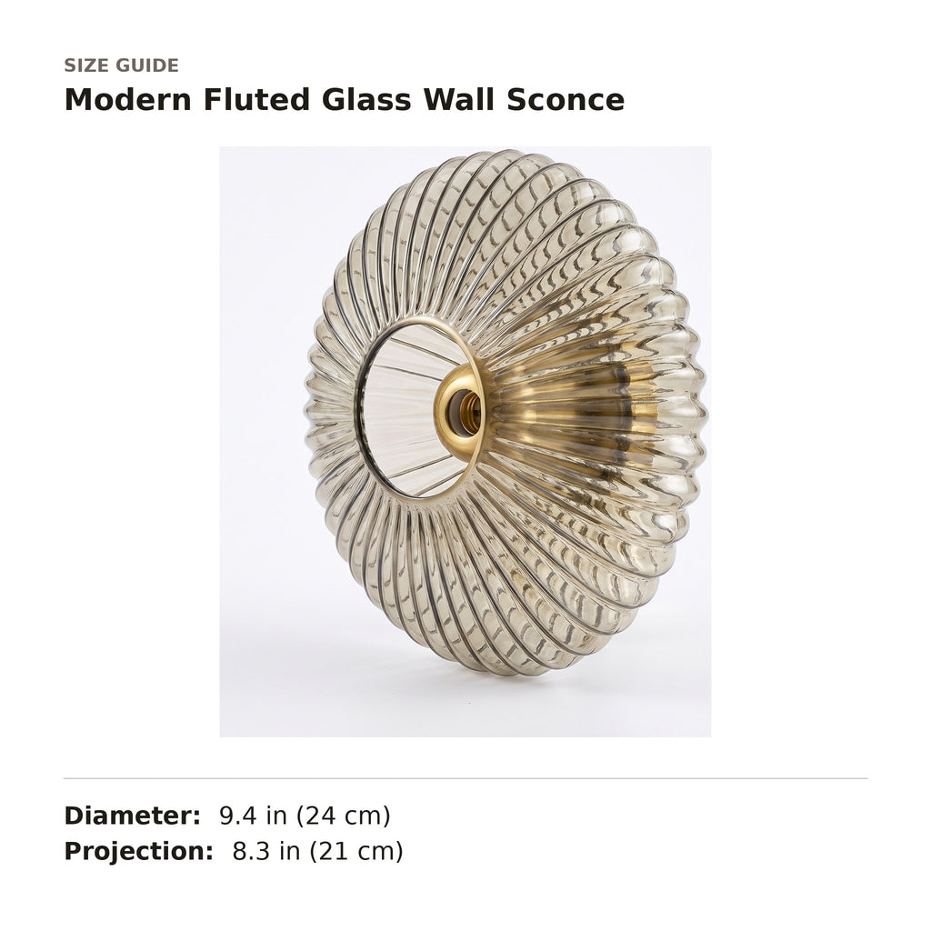 Modern Fluted Glass Wall Sconce size guide with dimensions