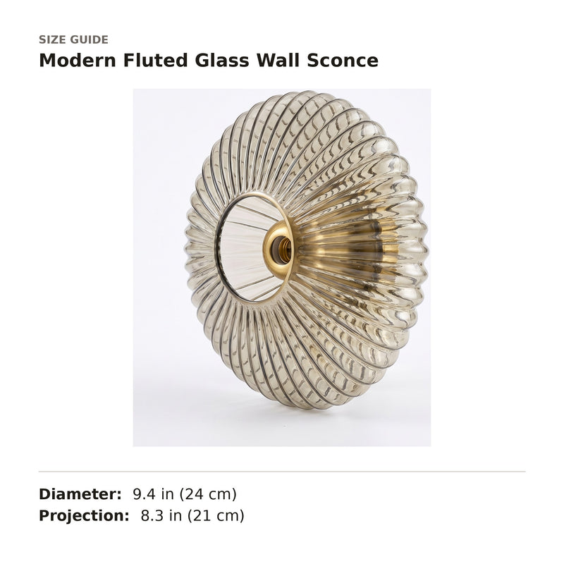 Modern Fluted Glass Wall Sconce size guide with dimensions