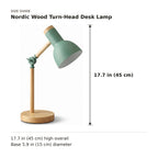 Nordic Wood Turn-Head Desk Lamp size guide with dimensions