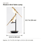 Modern Bird Table Lamp size guide with dimensions