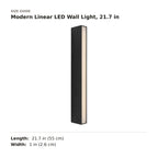 Modern Linear LED Wall Light, 21.7 in size guide with dimensions
