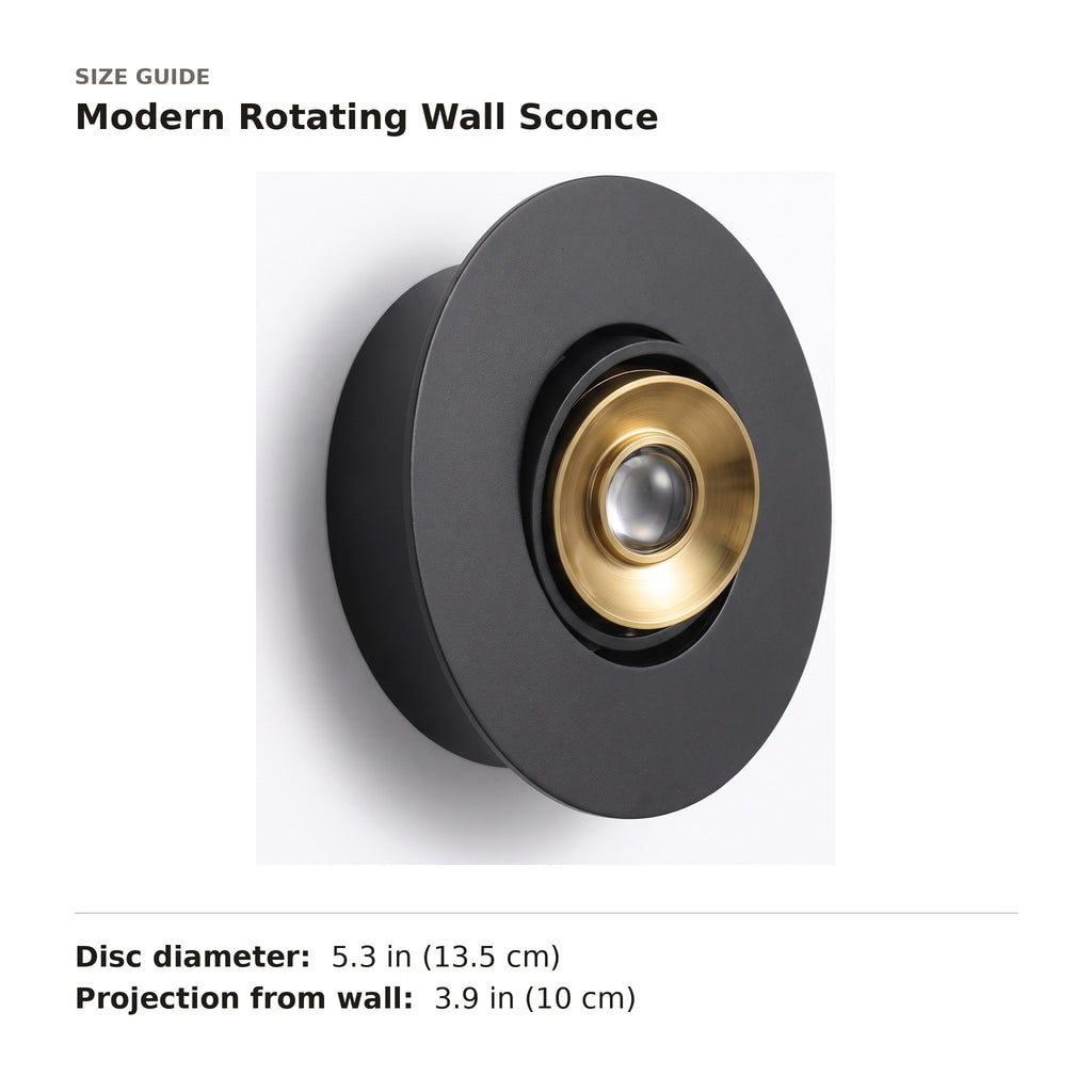 Modern Rotating Wall Sconce size guide with dimensions