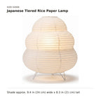 Japanese Tiered Rice Paper Lamp size guide with dimensions