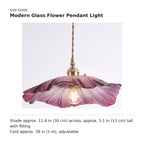 Modern Glass Flower Pendant Light size guide with dimensions