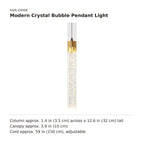 Modern Crystal Bubble Pendant Light size guide with dimensions